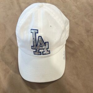 Women’s White Dodger Cap with Blue Sequin Logo